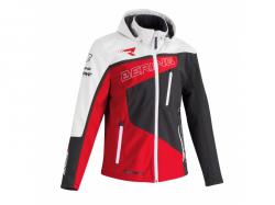 Pnska bunda SOFTSHELL RACING biela/siv/erven