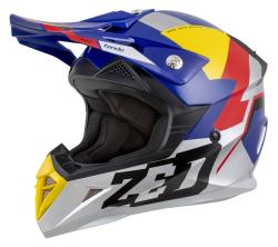 Detsk motocrosov prilba X1.9D TENDO modr/erven/lt/strieborn ZED