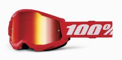STRATA 2 JUNIOR, Detsk motokrosov okuliare erven 100%, erven plexi